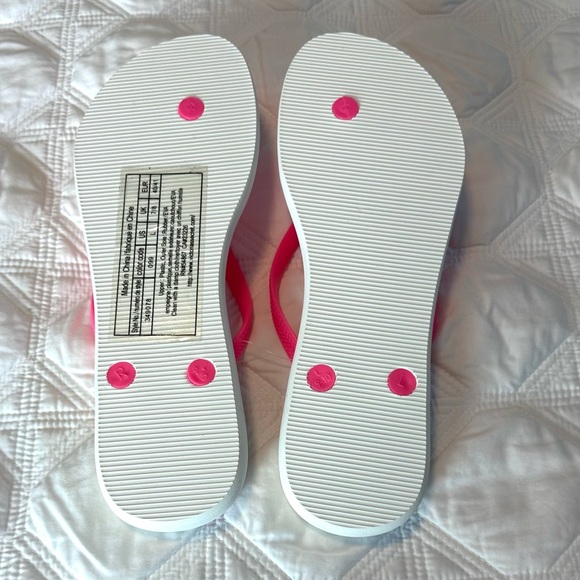 Victoria Secret Flip Flops Sandals Lg 8/9 Striped Pink New - Picture 7 of 10